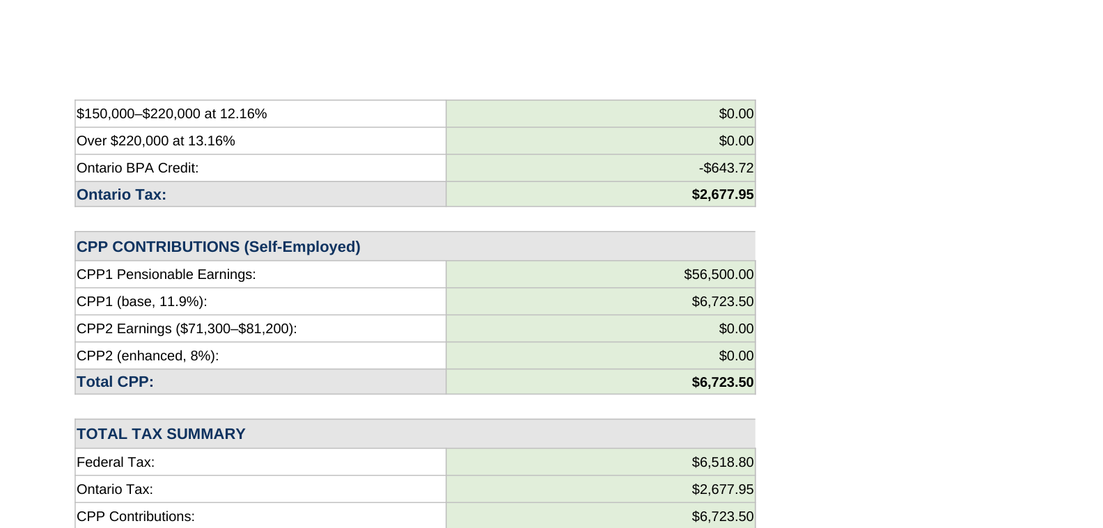 Instalment Calculator β real screenshot of the v1.1 workbook